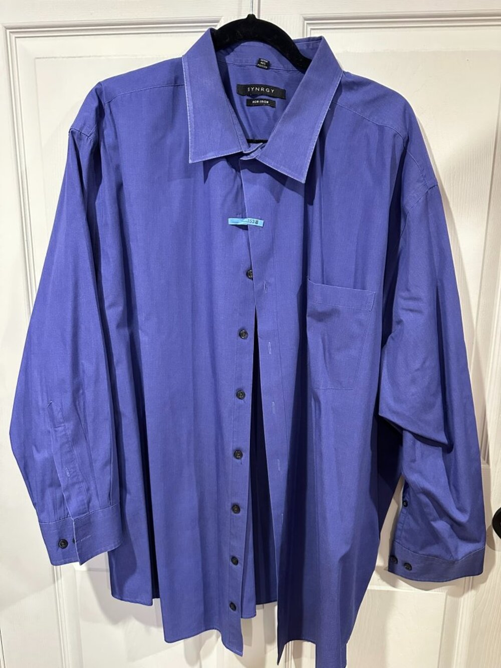Mens' Purple Dress Shirt Synergy Size 20 34/35 Non-Iron 334